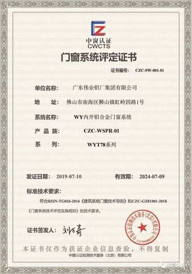 權威認證，品質卓越 | 廣東偉業集團系統門窗榮獲CZC中窗認證，彰顯專業承包實力